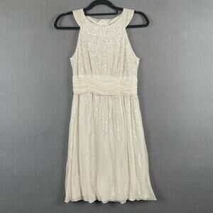 Pisarro Nights Dress Womens 6 Sequin Silk Ruched Sleeveless Cocktail Formal Gown